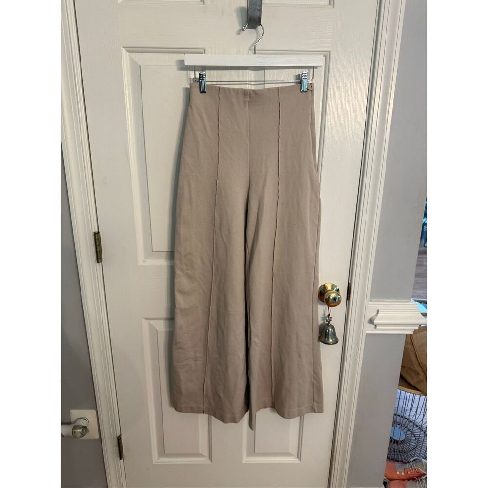 Quince Beige Ultra Stretch Ponte Super Wide Leg Pants sz S